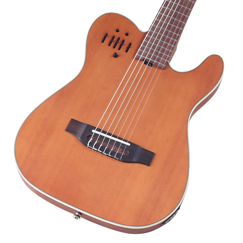 Guitarra clásica eléctrica silenciosa de 39 pulgadas, 7 cuerdas, 8 cuerdas, tapa de abeto macizo, acabado mate, guitarra silenciosa clásica