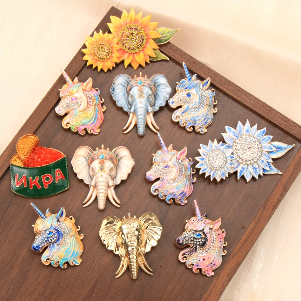 Baroque Luxury Unicorn, Elephant, and Sunflower Can Design Brooch for Men and Women, Jewelry, Fashion Accessories, Party Gifts