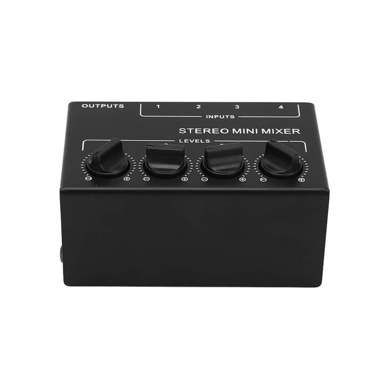 4 Channel Passive Stereo Mixer Audio Mixing Equipment With 100k Ohm Potentiometers Iron Body For Home Desktop DJ Use