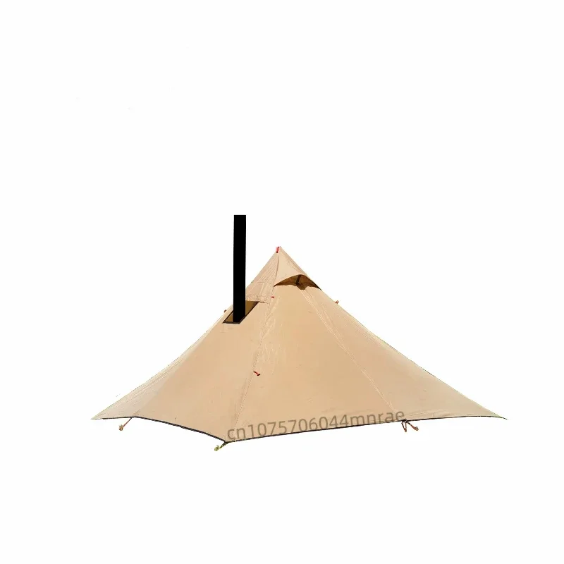 

Four Sided Camping Tent, Chimney Tube Wood Stove Pyramid Tent, Outdoor Overnight Warm Shelter, Multifunctional Camping Equipment