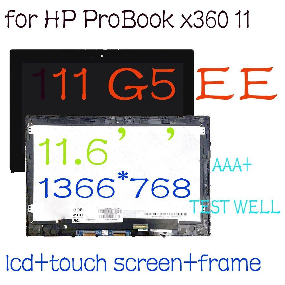 11.6 Inch HD LCD for HP ProBook x360 11 G5 EE HD WXGA 1366x768 LCD Display Touch Screen Digitizer Assembly LAPTOP Replacement