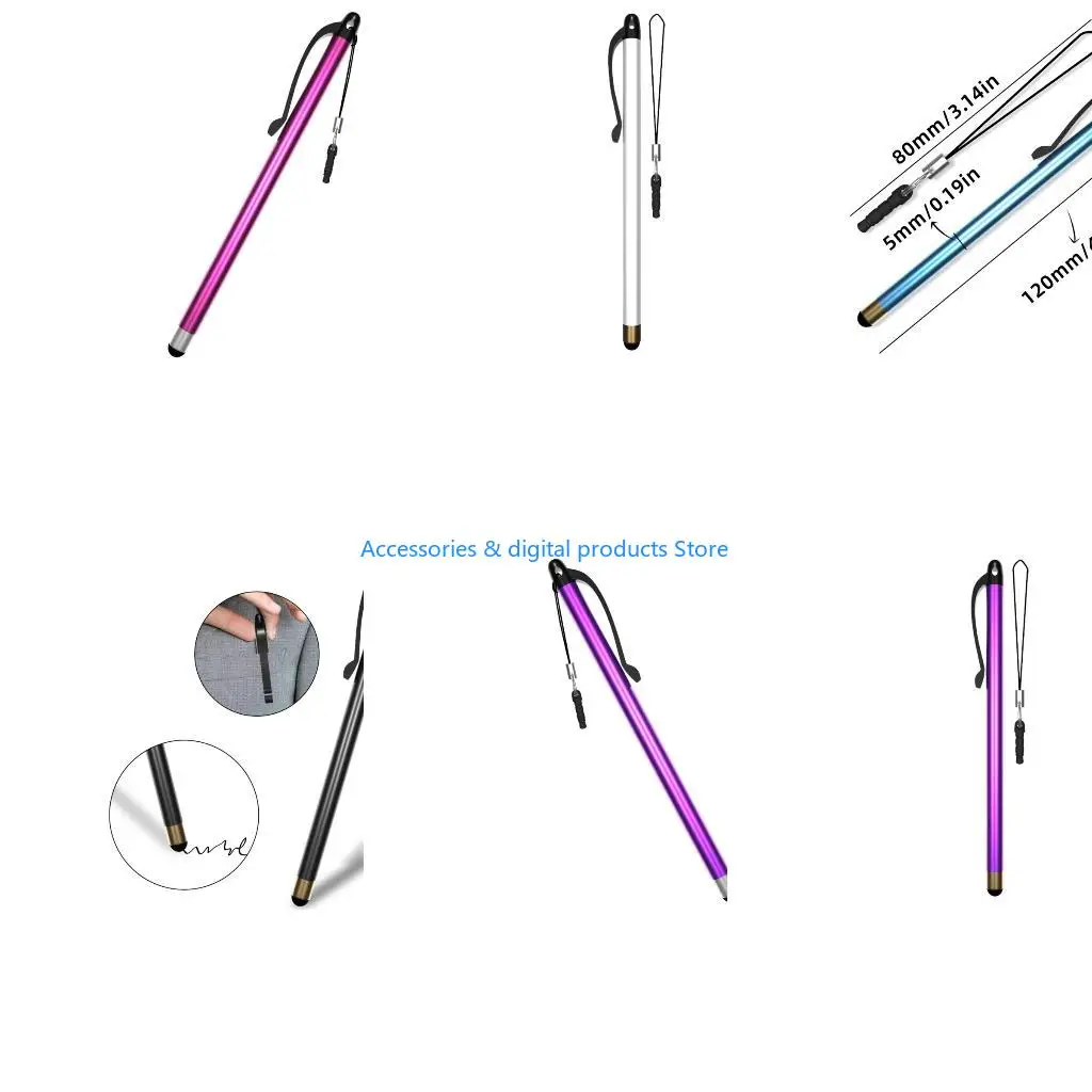 77JD Ergonomic Aluminum Styluses Pen Comfortable Grip and Hook Attachment for Secure Carry Broad Device Compatibility