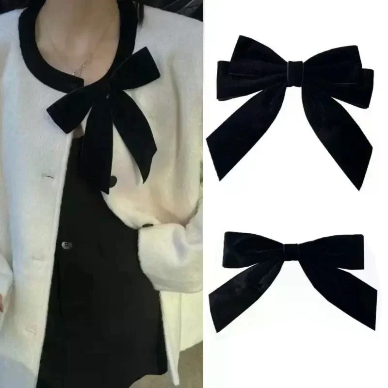 Elegant Temperament Velvet Bow Brooches Mourning Corsage Pin Women Bowknot Neck Tie Shirt Clothing Decoration Collar Accessories