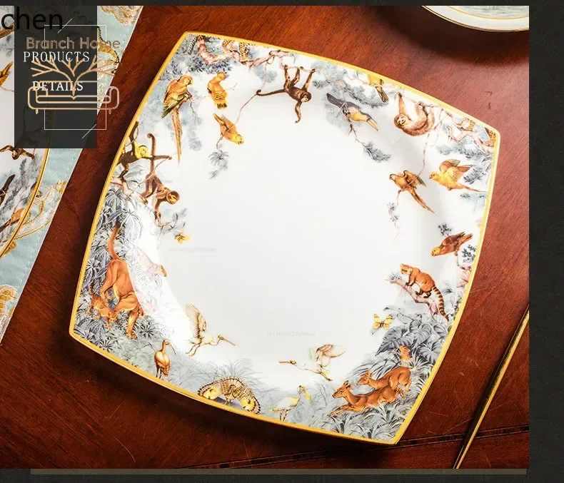 piece complete tableware set Luxury bone china dinnerware sets rice bowl plate chopsticks kitchen dishes dinner dish set view 5