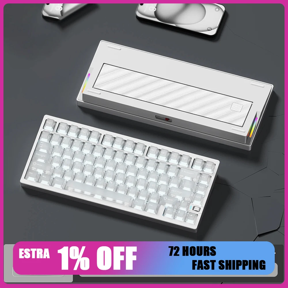WEIKAV NUT75 Dual 8K 75-Key Tri-Mode Aluminum Mechanical Keyboard with Knob Hot-Swappable RGB For Gifts