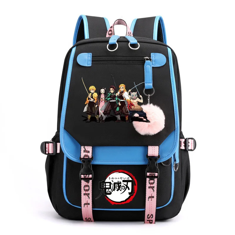 Demon Slayer tas punggung Anime hadiah tas sekolah kanvas Kimetsu no Yaiba ransel bepergian besar tas Laptop