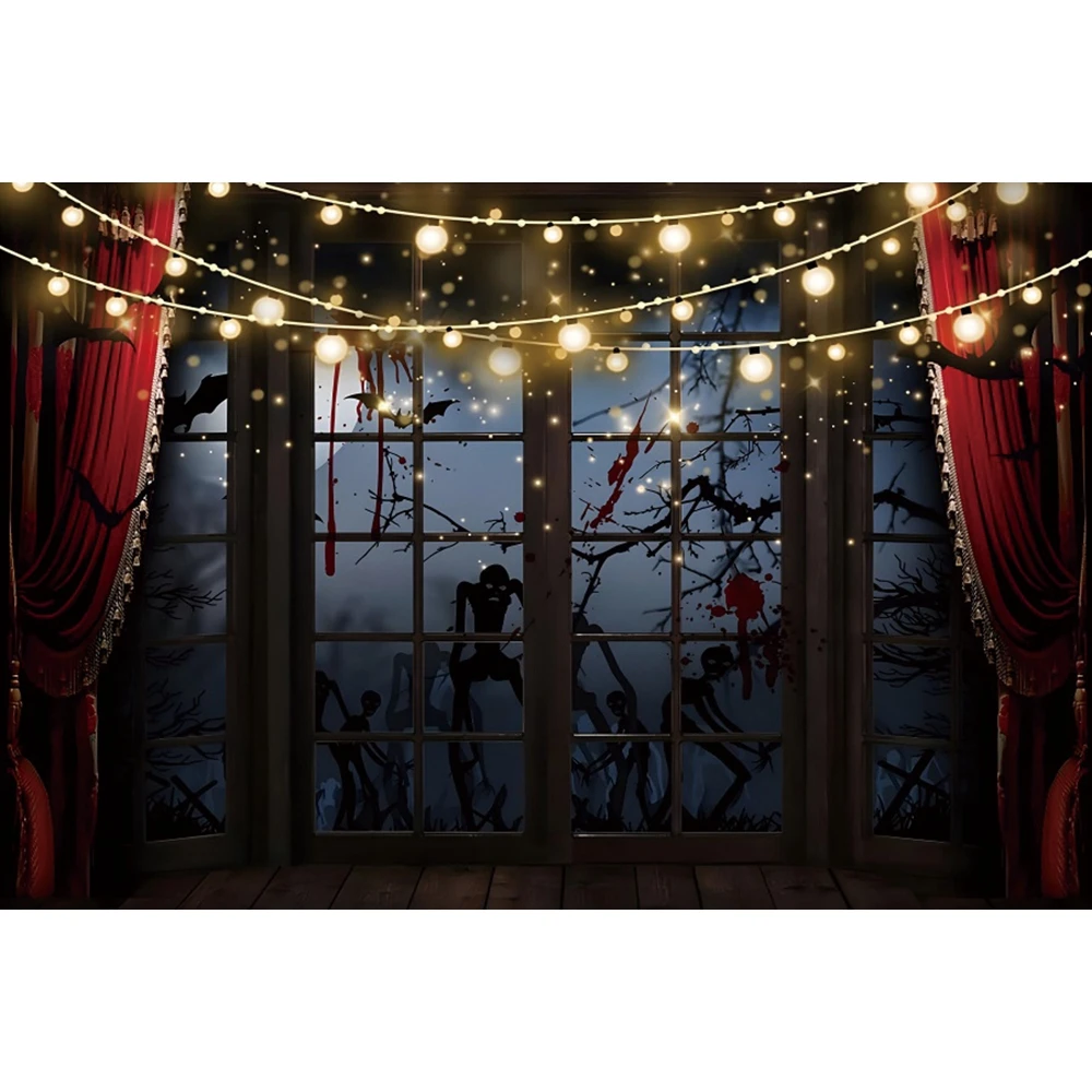 خلفية الهالوين للتصوير الفوتوغرافي لجمجمة الرعب واليقطين والأيدي الدموية لخلفية راية ديكور الحفلات توريد جدار كشك الصور