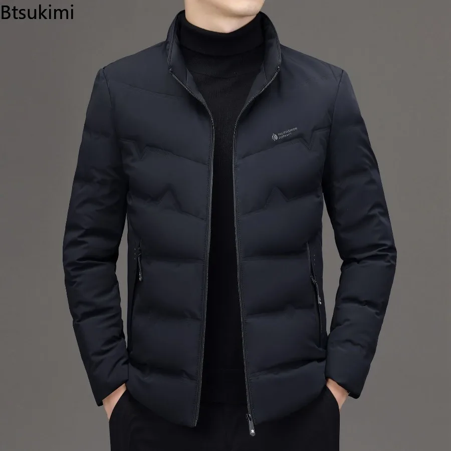 2025 Men's Lightweight Down Jackets Autumn Winter Fashion Slim Fit Stand Collar Puffer Coats Windproof Warm Cotton-padded Jacket