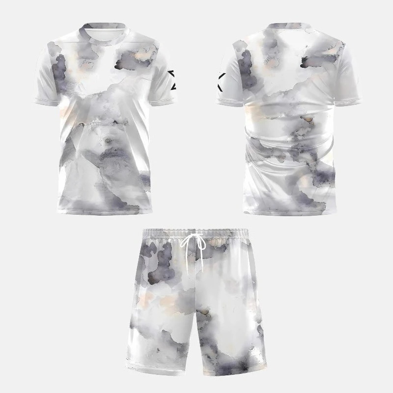 2025 Summer New Men's Sportswear 3D Printed Casual Lightweight Breathable Men's Fashion Short Sleeve Shorts Set