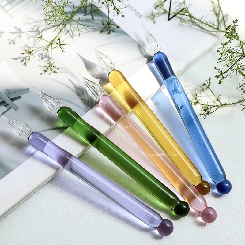 Mini Color Crystal Glass Pen Dipping Pen Boxed High Value Creative Writing Painting Tool Pen Art Supplies Friends Birthday Gifts