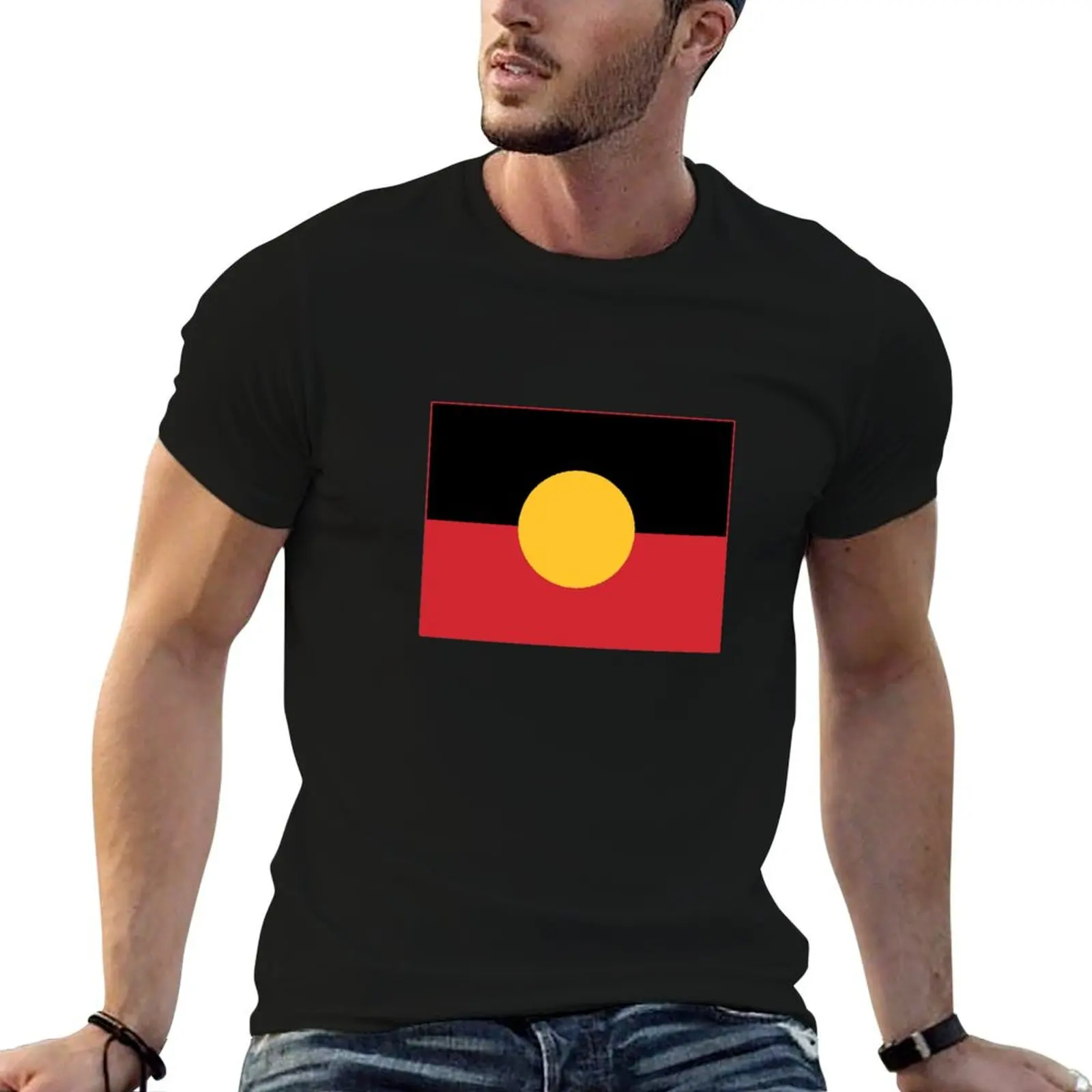 Australian Aboriginal Flag #9 T-Shirt t shirts for man slim fit man t shirt heavy cotton cotton tshirt 100% T-shirt