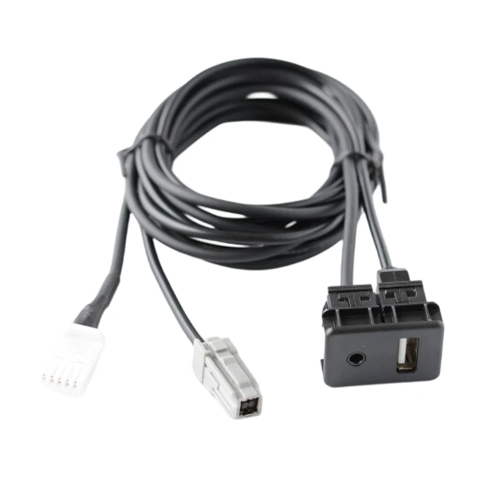 AUX Audio Input + USB Interface Cable for Lexus Cars Fits For DENSO Navigation Radio Host Black 32x21mm Panel 150CM