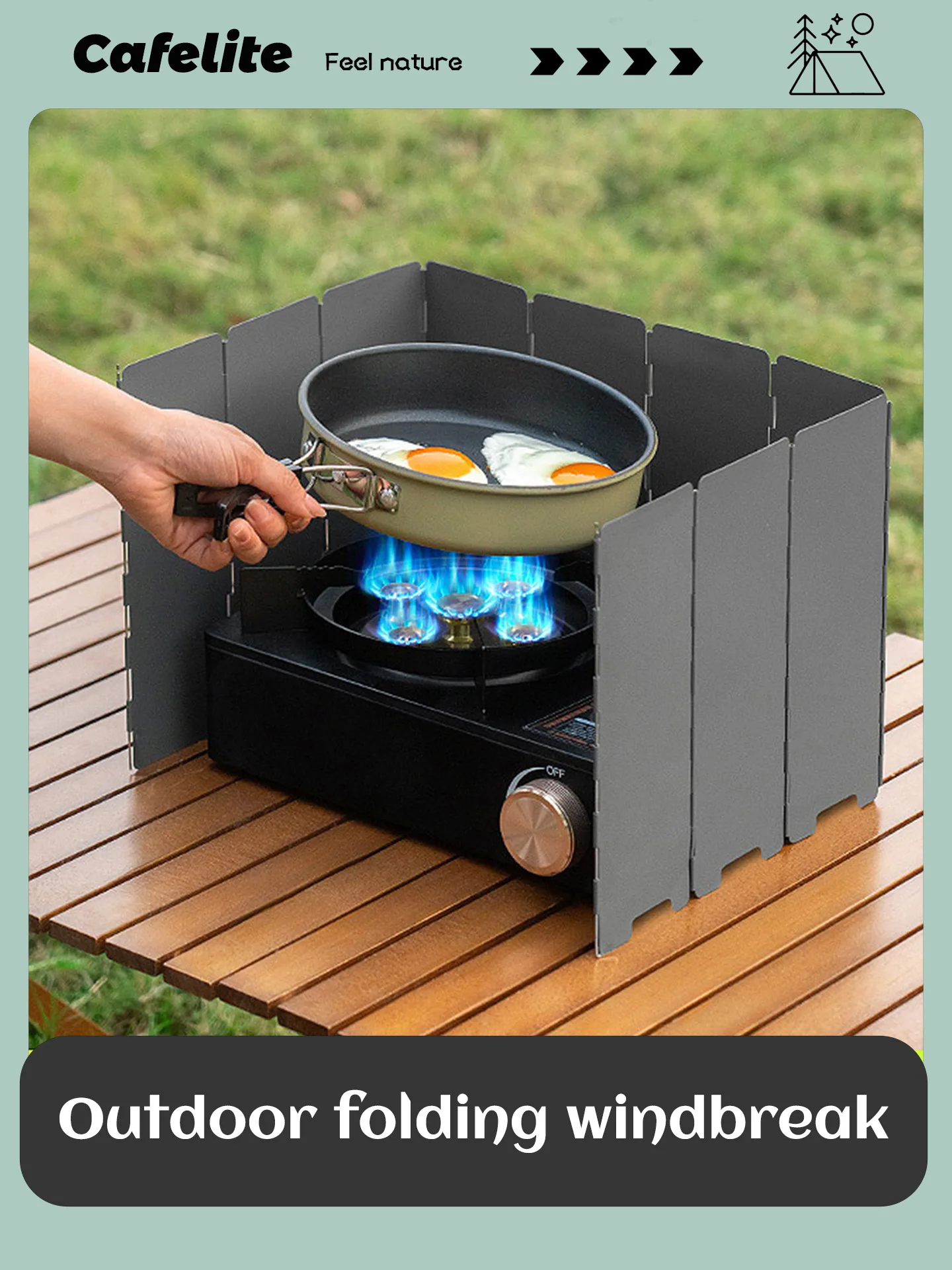 موقد غاز للتخييم مكون من 10 ألواح قابل للطي - درع رياح SUS خفيف الوزن لموقد علبة البيوتان، ملحقات الطبخ الخارجية