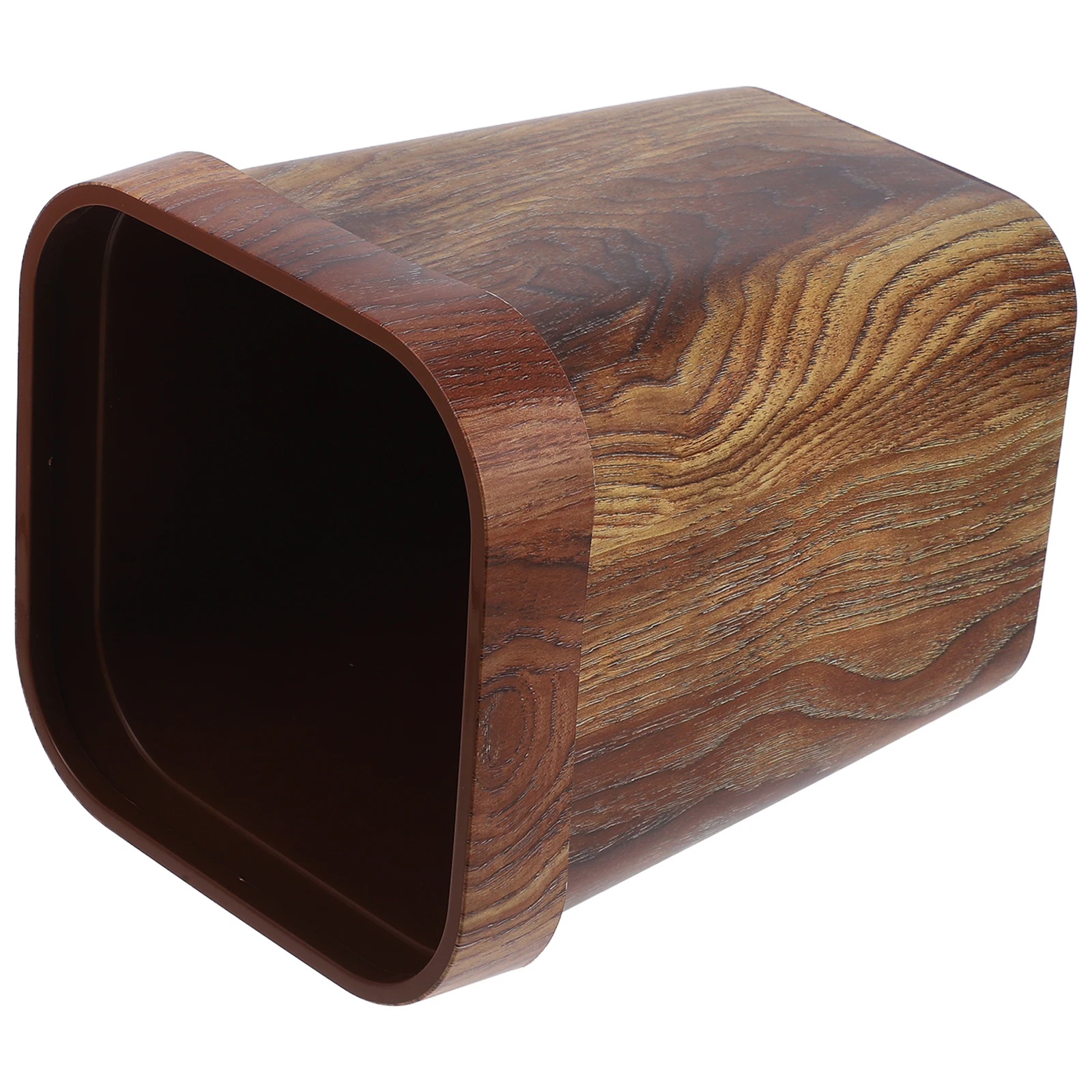 

Wood Grain Trash Can Modern Bathroom Waste Baskets Farmhouse Style Decorative Plastic Square Open Top Removable Ring Easy Clean