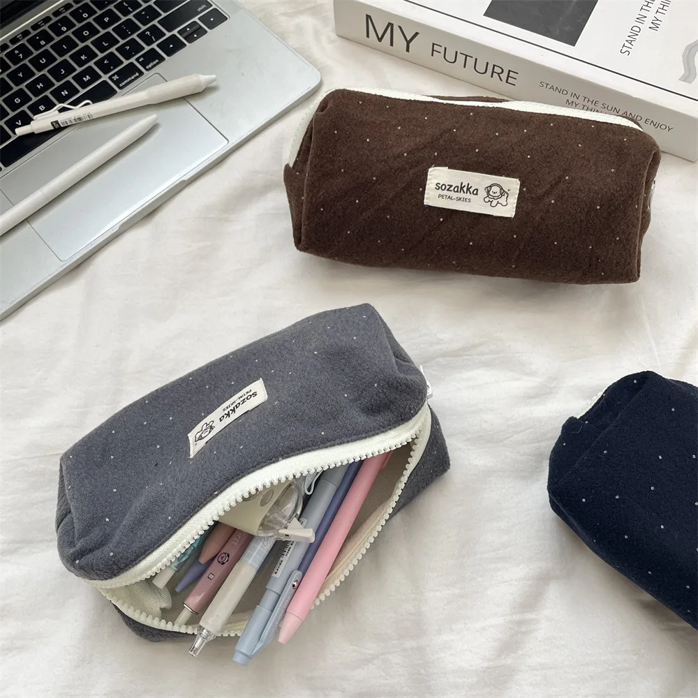 Korean Point Pencil Case Ins Large Capacity Stationery Pouch High Beauty Niche Student Wash Bag Makeup Organizer Bags