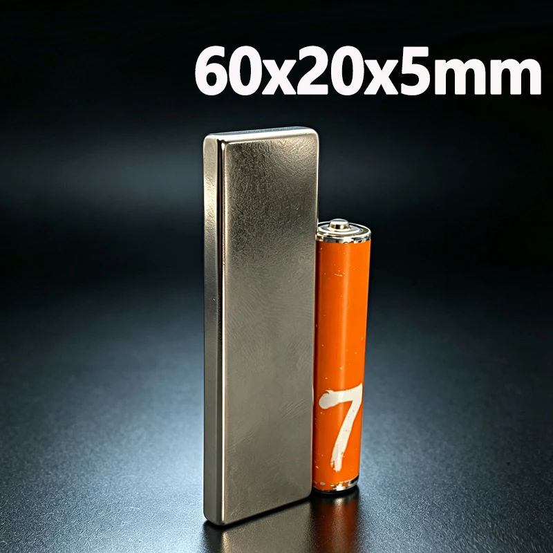 60x20x5mm Magnet N35 NdfeB Permanent Magnetic Imanes 60*20*5mm Magnet Accessory 1-20pcs Square Shape Neodymium Magnet