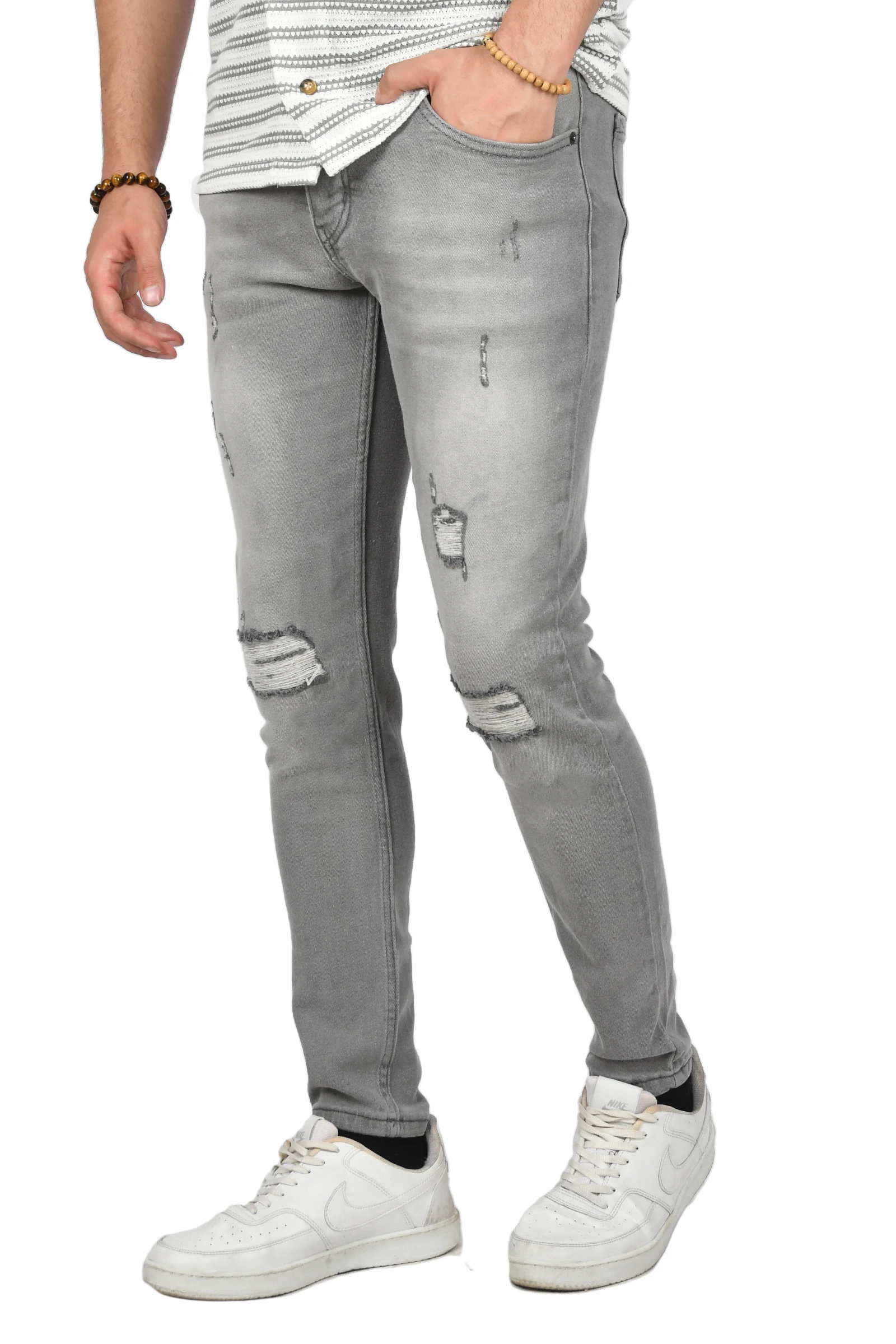 DeepSEA Laser Cut Ragged Slim Fit Jeans 2406552