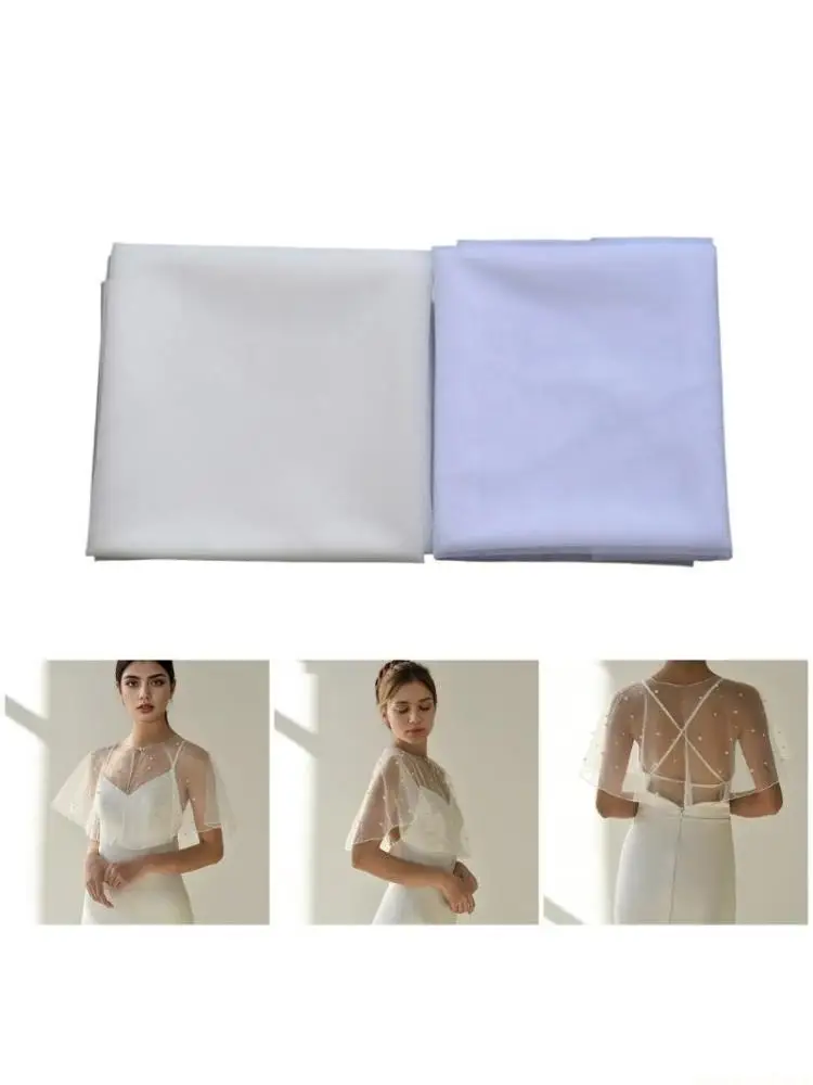 

31BF Exquisite Wedding Shoulder Wrap Shawl Pearls and Rhinestoned Embellishments Bridal Shrug Creative Photography Props