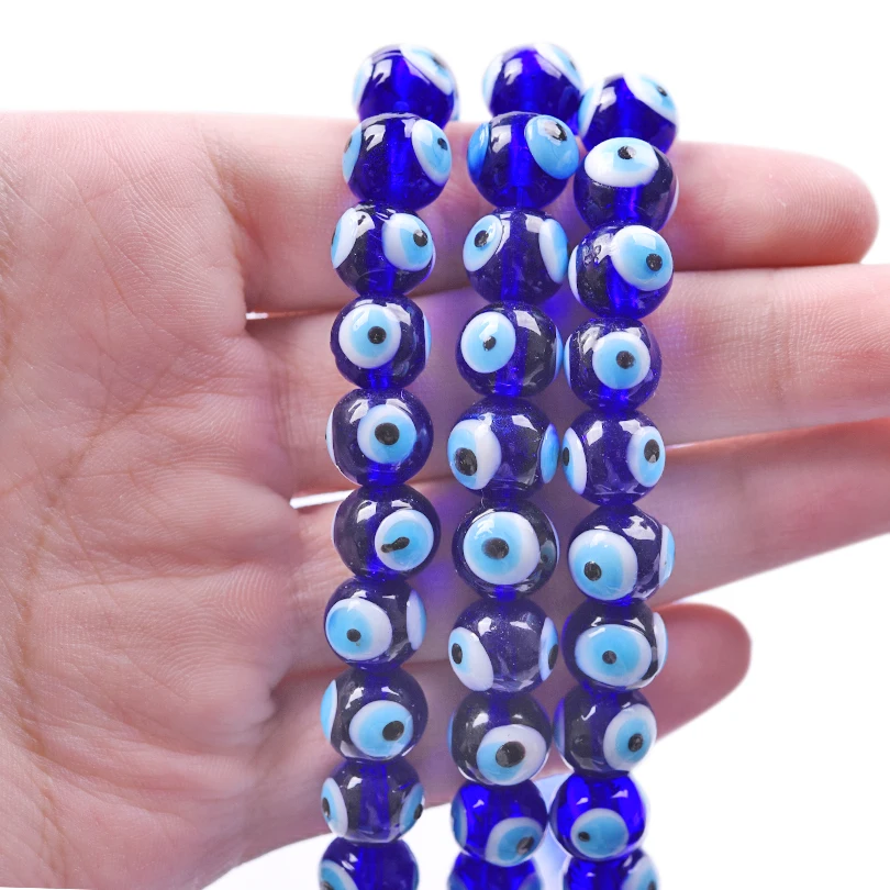 10/20/30 قطعة 10x10 مللي متر الخرز المستديرة فضفاض عين الشر تباعد الخرز الزجاجي المستخدمة لصنع المجوهرات الحرف سوار ذاتي الصنع إكسسوارات السائبة #2