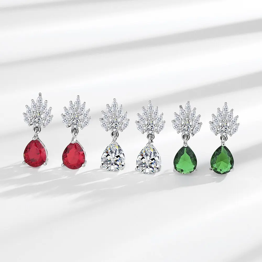 925 sterling silver fashion light luxury ice flower cut water drop zircon peacock ring birthday party anniversary gift