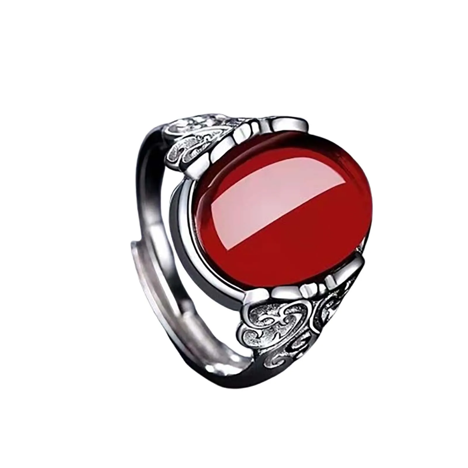 الفولاذ المقاوم للصدأ البيضاوي الحجر الطبيعي الدائري للرجال النساء فنجر مجوهرات اكسسوارات أسود أخضر عين النمر حجر خواتم #2