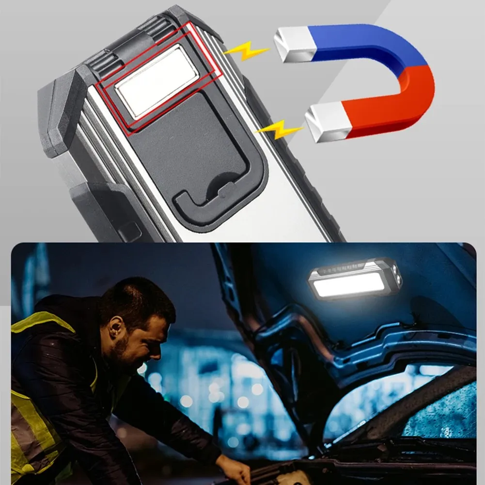 La torcia a LED con lampada da campeggio magnetica può essere utilizzata come lampada di ricarica di tipo C per attrezzature da esterno di manutenzione automobilistica