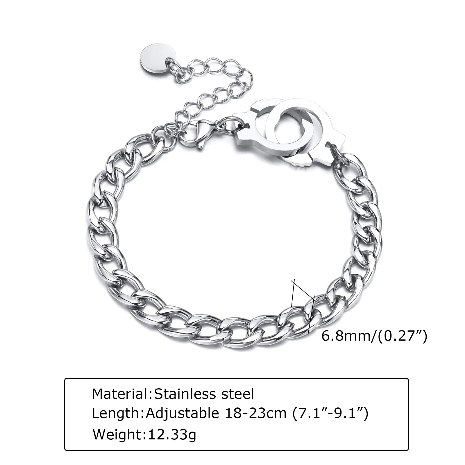 Handcuff Bracelet Men, Chunky Curb Chain Bracelets , Stainless Steel Stacking Jewellery