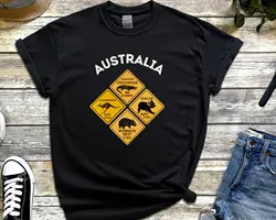 Australia road sign shirt Australian wildlife Kangaroo Koala Wombat tee Crocodile gift Aussie