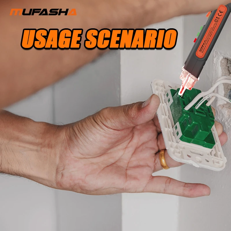 MUFASHA Non-Contact Voltage Detector Electrical Pen AC Voltage Tester Smart Breakpoint Finder 12-1000V