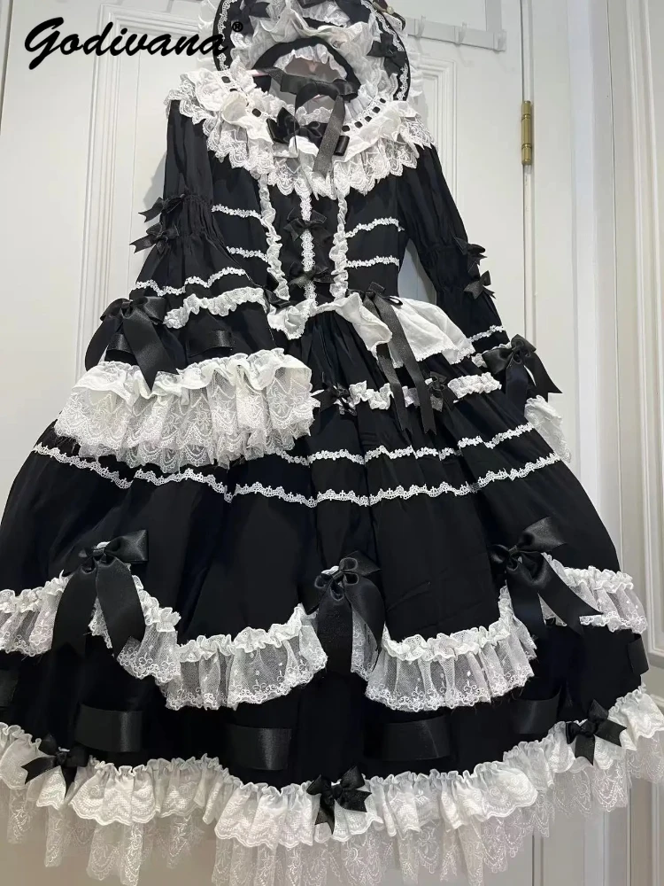 

Original Women's Sweet Flower Wedding Dress Spring and Summer Girls Bow Lace Flare Sleeve Princess Lo Op Dresses