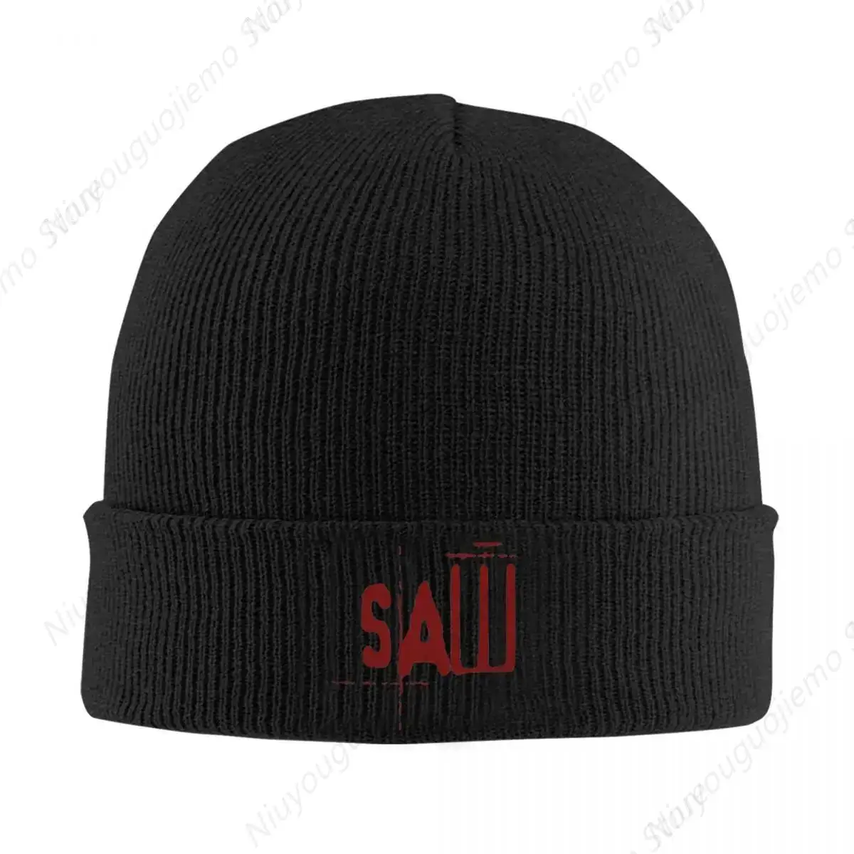 Chapéu de malha com logotipo da serra, gorro de outono e inverno, acrílico quente, cabeça de serra de rua, boné de tortura para homens e mulheres