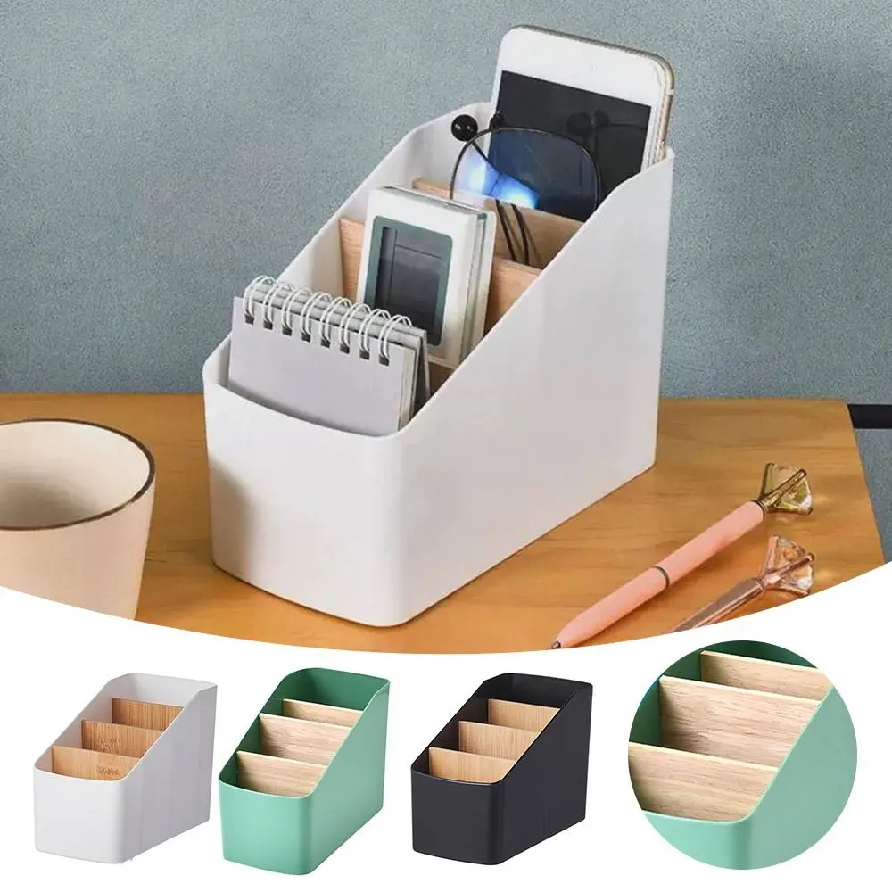 Durable 4 Grids Remote Controller Storage Box Cosmetic Storage Multifunction Living Room Organizer Plastic Desktop Storage Box