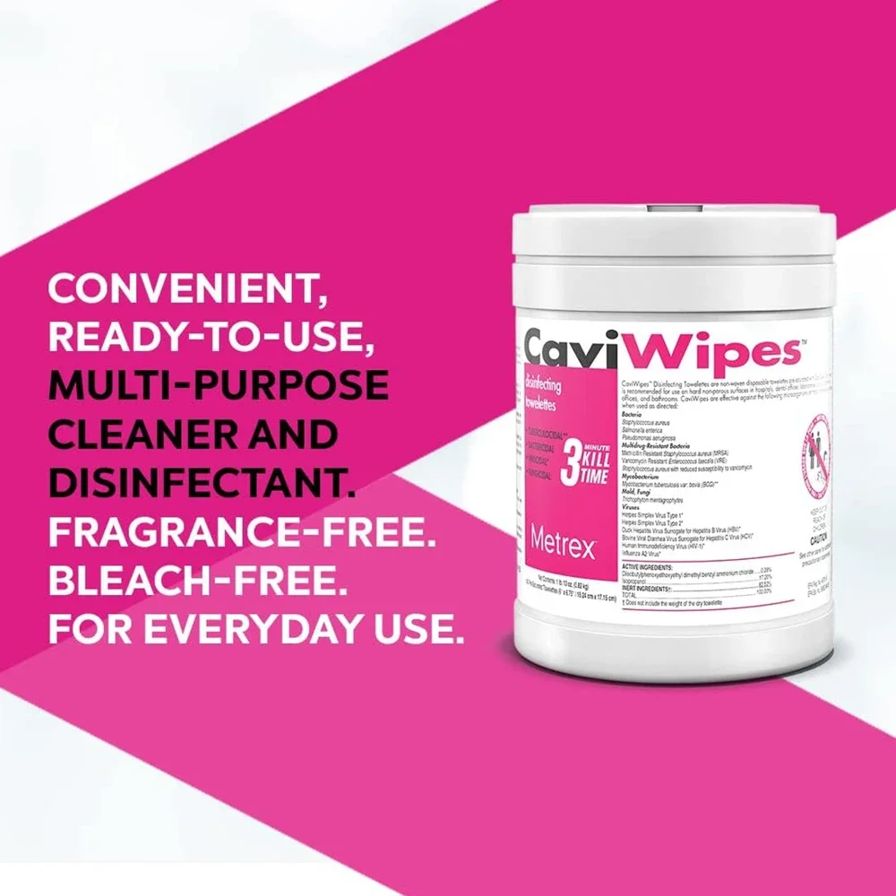 CaviWipes Disinfecting Towelettes Canister Wipes Dental office Clinic products Dentist Metrex Moist Towelettes Caviwipex Cleaner