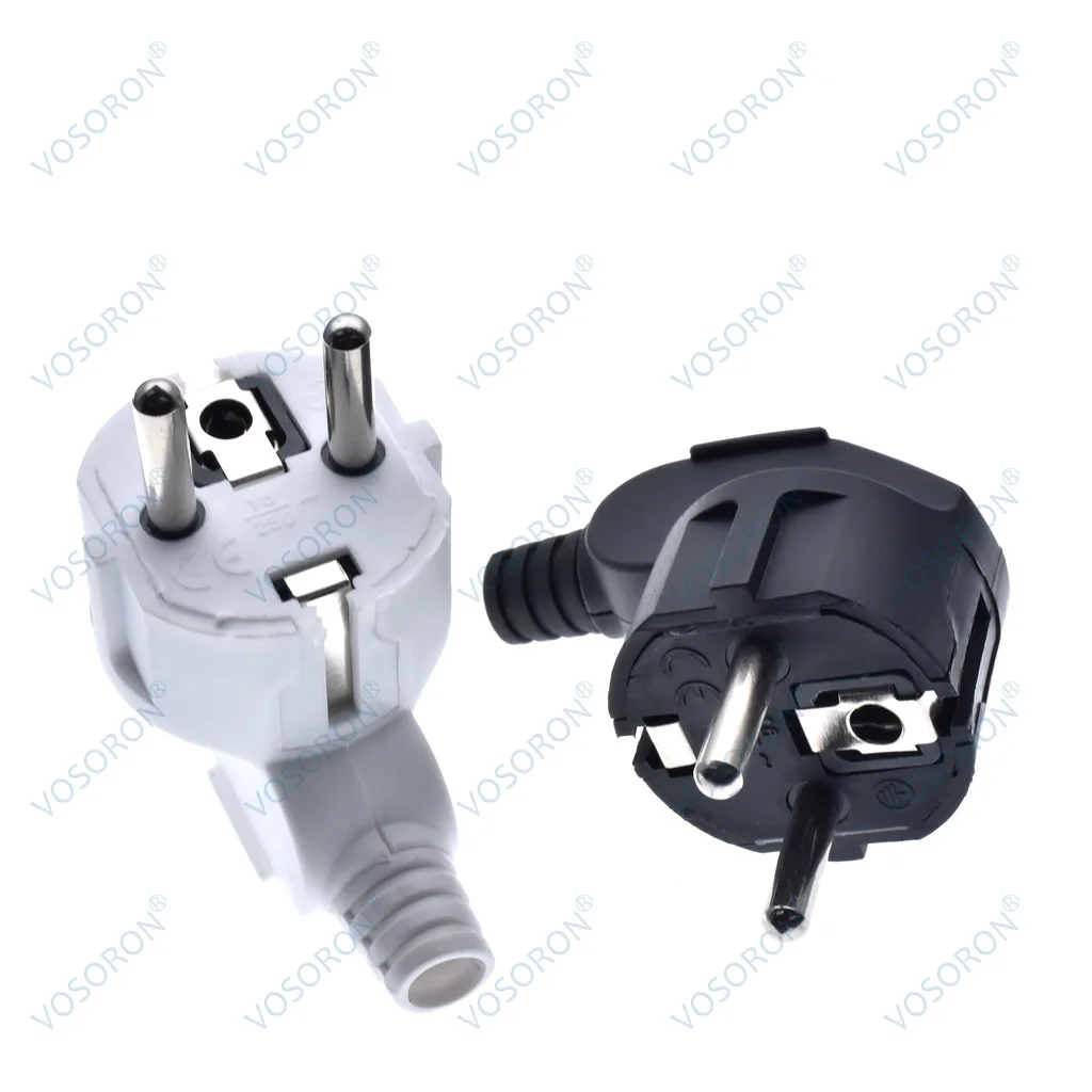 250V 16A Rewirable European Plug 2 Pin 4.8mm GE/FR Industrial Wireless EU Plug With Grounded Plug for DIY Power Cord