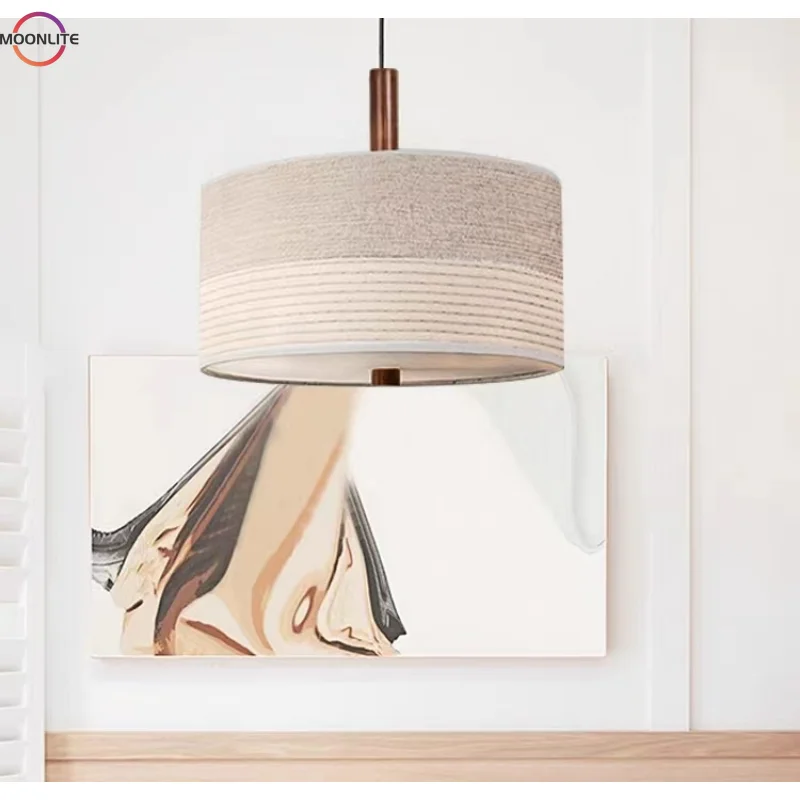 Nordic bedroom warm romantic modern minimalist living room dining room creative fabric wooden lampshade chandelier