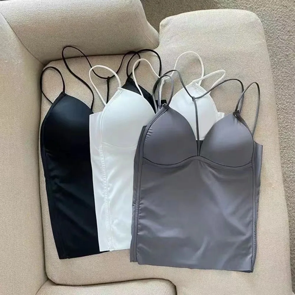New With Chest Pads Beautiful Back Underwear Solid color Short Sleeveless Tops Slim Fitting Sexy Chest Wrapping Beauty