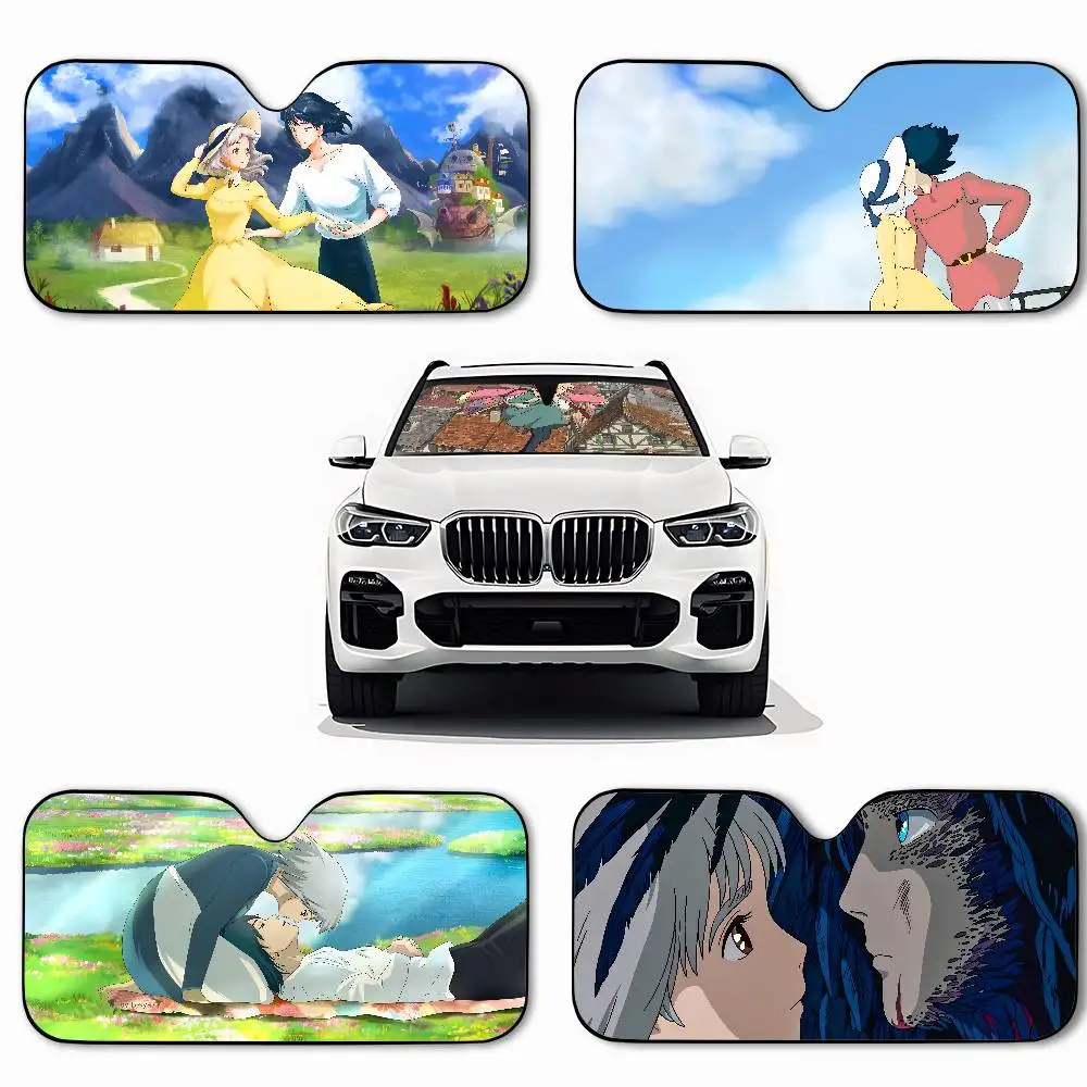 

Anime H-Howl And Sophie Car SunShade Car Sunshade Covers Cover Universal Windscreen Folding Visor