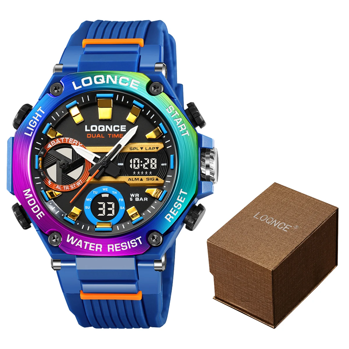 2023 New LOQNCE Watch 98001 with Box High Quality Digital-Analog Movement Men\'s Watches Popular Waterproof Watches Sports Style