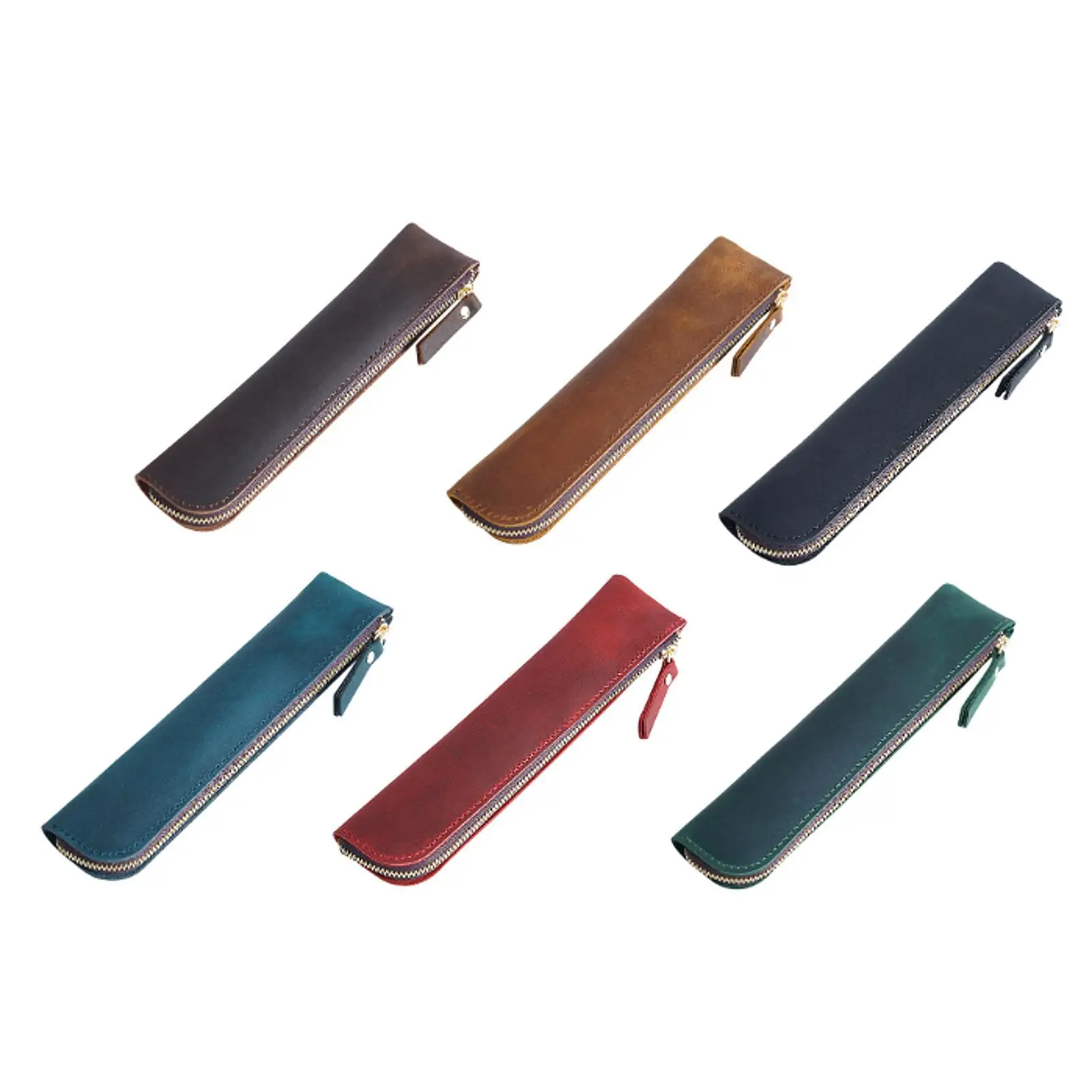 حقيبة حامل أقلام رصاص من جلد البولي يوريثان لهدايا عيد الميلاد، حقيبة مكياج مدمجة متعددة الوظائف وخفيفة الوزن مقاس 7.8 × 1.7 بوصة