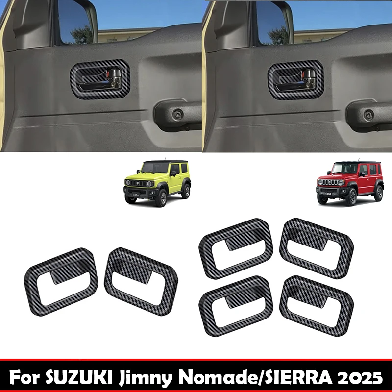 

FOR SUZUKI Jimny Nomade 5/SIERRA 3 2025 ABS Carbonfiber black Car Inner Door Handle door Bowl cap Covers Interior Accessories