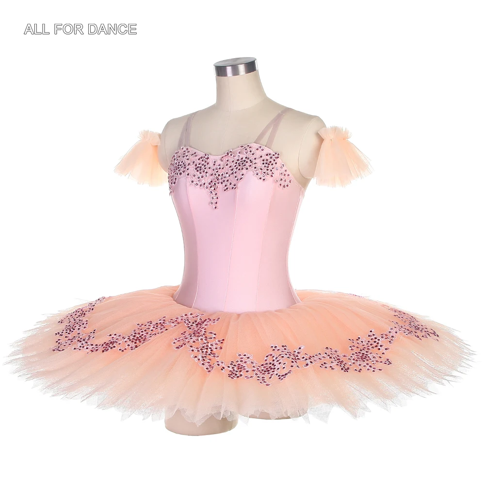 BLL484 Nuevo Tutú de Ballet Pre-profesional de Spandex Rosa Pálido para Niñas y Mujeres, Trajes de Bailarina para Actuaciones Escénicas, 4 Colores