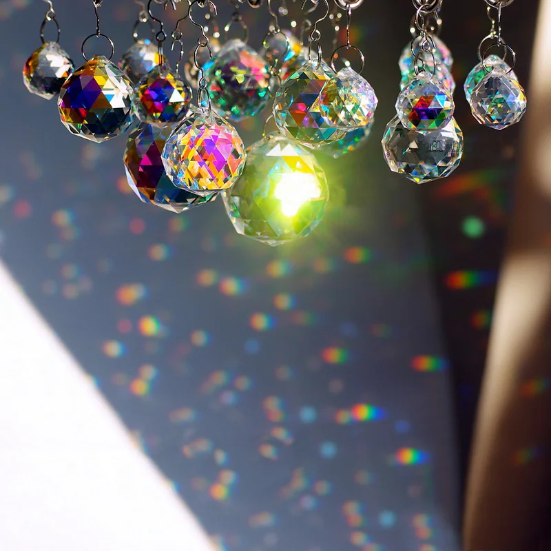 Top Quality Rainbow Crystal Faceted Sun Catchers Rainbow Maker Sparkle Feng Shui Spheres Pendants For Christmas Tree Decoration