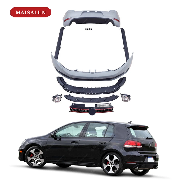 High Quality GTI Style Body Kit for Volkswagen VW Golf 6 With Front Lip Front Rear Bumper Side Skirts Car Bumpers Accessories