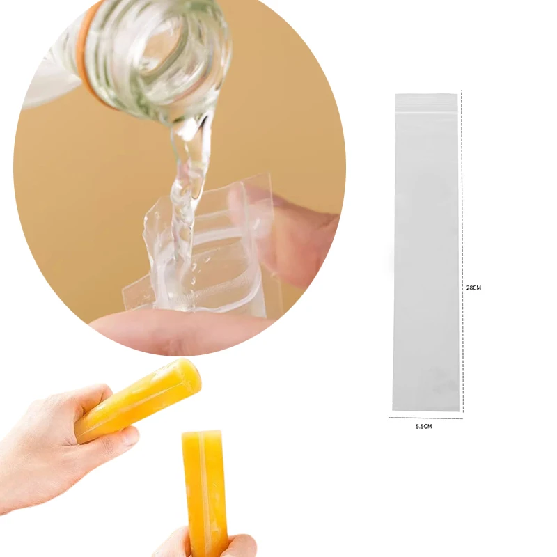 300Pcs Disposable Transparent Ice Popsicle Mold Bags Zip Self‑Seal Freezer Tubes DIY  Ice Lolly Making Home Kitchen Tool