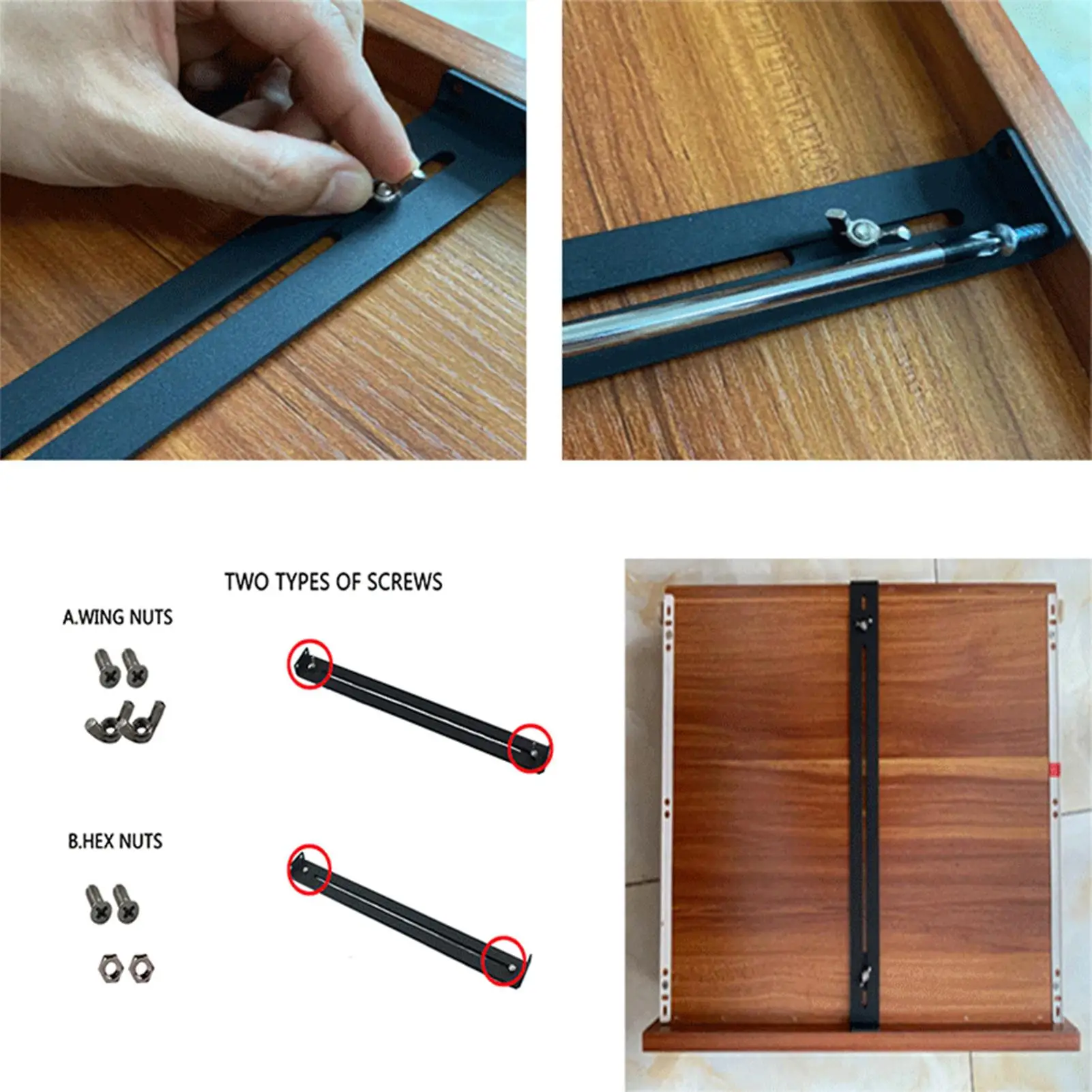 

Drawer Support Brackets Furniture Repair Kit Sliding Drawer Hardware 4X Bottom Support Tool Set With Screws Drawer repair stand
