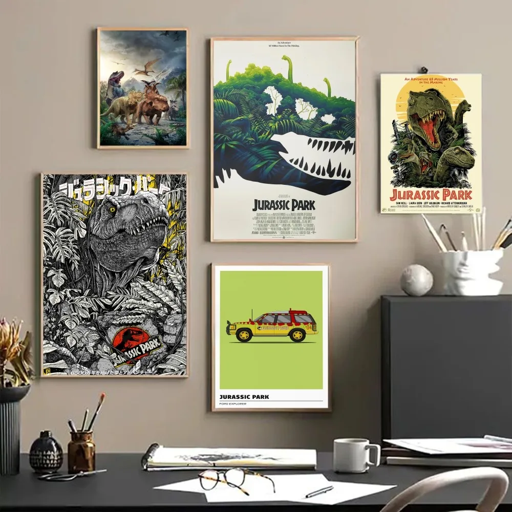 Classic J-JurassicS P-Park Film Classic Movie Posters Whitepaper Sticker DIY Room Bar Cafe Aesthetic Art Wall Painting