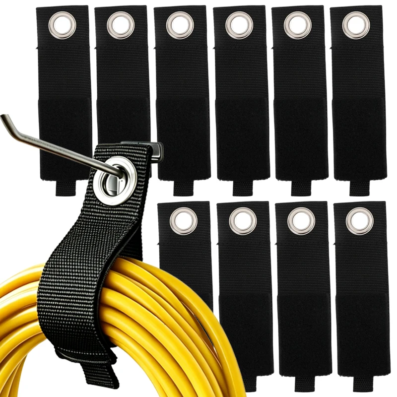 Adjustable Extension Cord Cable Ties Heavy Duty Hook And Loop Hanging Storage Straps For Garden Hose Garage Cable Management