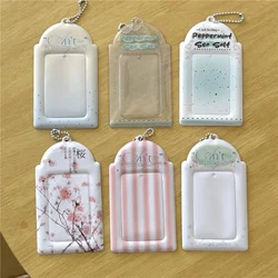 Pink Sakura Flowers PVC Photocard Holder Keychains  3 Inch Kpop Idol Card Sweet Card Binder Trendy Gifts for Students Wholesales