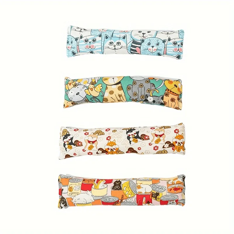 Cat Grass Chew Toy Plush Pillow Interactive Cat Toy Vibrant Floral Geometric Patterns Indoor Cat Toys Chewing Playtime