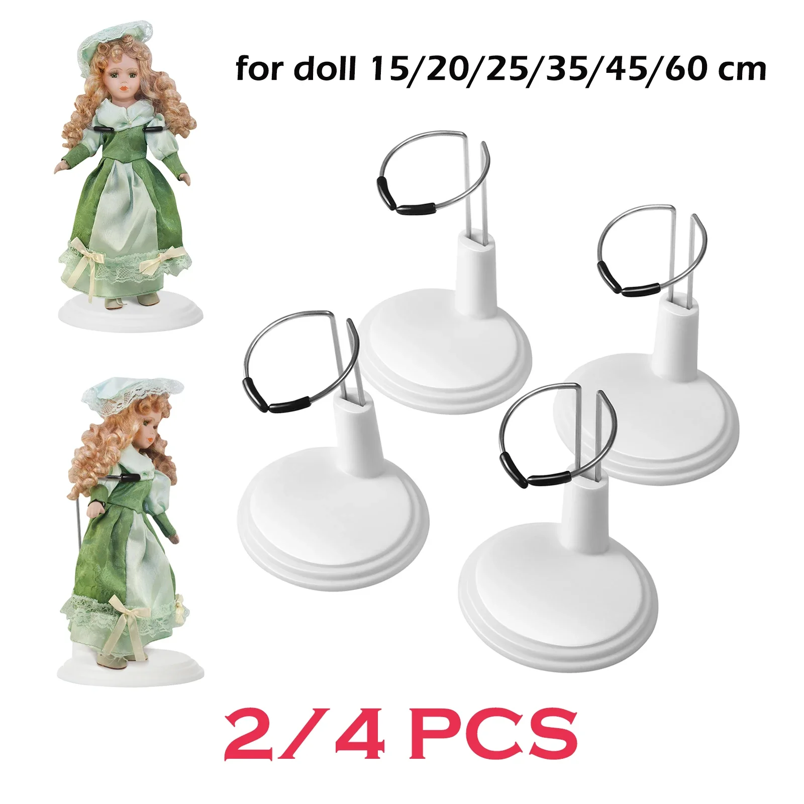 2/4Pcs Action Figure Stand Plastic Doll Display Stand Doll Bracket Support Adjustable Doll Stand for fits 15-60cm Bear Dolls Toy